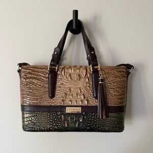 Brahmin Mini Asher Tri Color Leather Tote